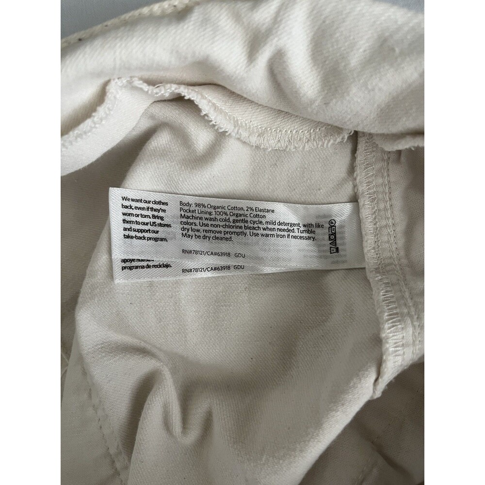 Eileen Fisher White Denim Straight Leg High Rise Ankle Organic Cotton Sz 16 - Picture 5 of 9